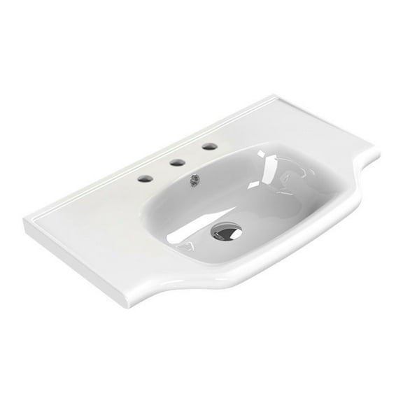 Nameeks CeraStyle 081200-U-Three Hole Yeni Klasik 31-5/8" Rectangular Ceramic Drop In Or