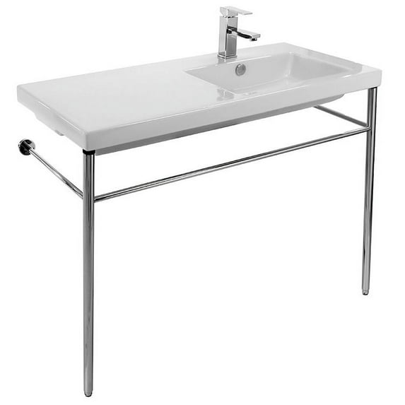 Nameeks Co02011-Con-One Hole Tecla 39-3/8" Ceramic Bathroom Sink For Console Installation