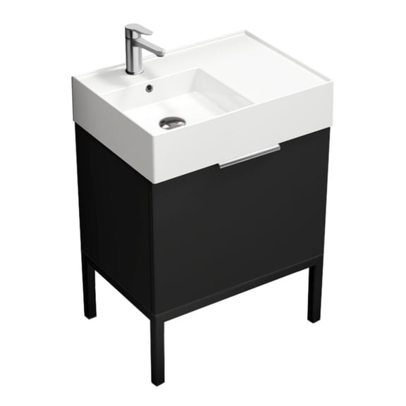 Nameeks Derin-2417-S-L Derin 24" Free Standing Single Basin Vanity Set - Black