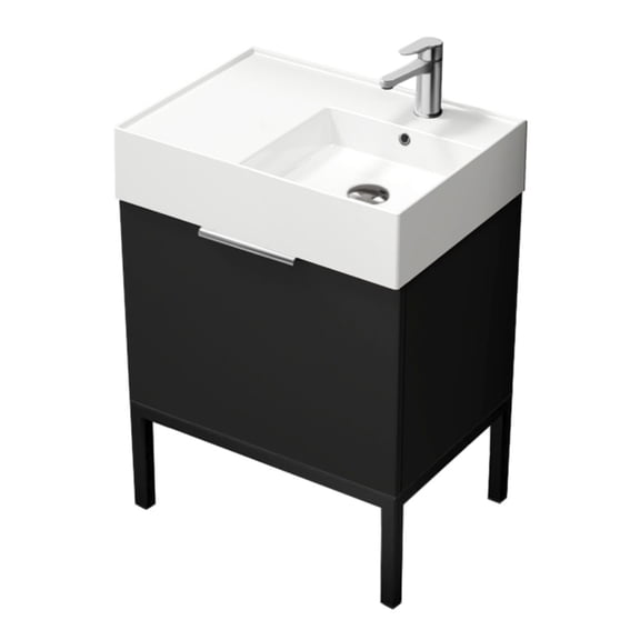 Nameeks Derin-2417-S-R Derin 24" Free Standing Single Basin Vanity Set - Black