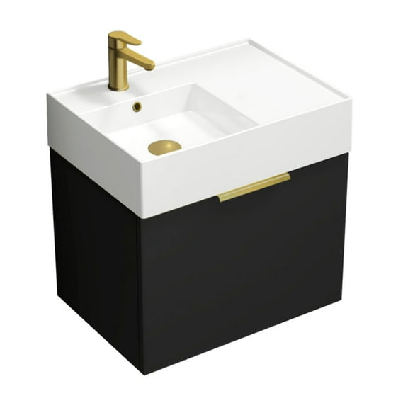 Nameeks Derin-2417-W-S-L Derin 24" Wall Mounted Single Basin Vanity Set - Gold