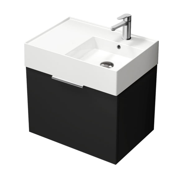 Nameeks Derin-2417-W-S-R Derin 24" Wall Mounted Single Basin Vanity Set - Black