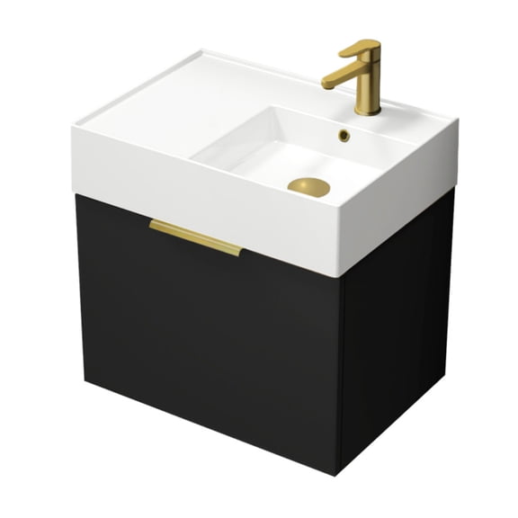 Nameeks Derin-2417-W-S-R Derin 24" Wall Mounted Single Basin Vanity Set - Gold