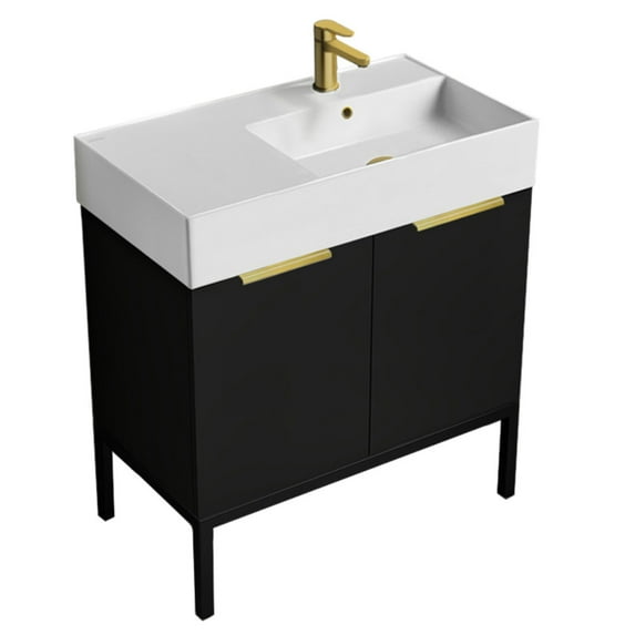 Nameeks Derin-3217-C-R Derin 32" Free Standing Single Basin Vanity Set - Gold