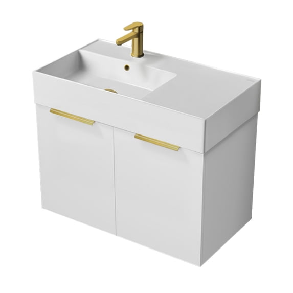 Nameeks Derin-3217-W-C-L Derin 32" Wall Mounted Single Basin Vanity Set - Gloss White /
