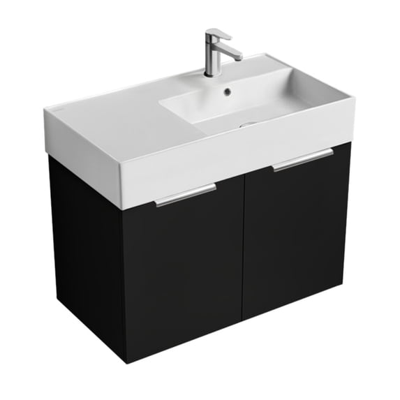 Nameeks Derin-3217-W-C-R Derin 32" Wall Mounted Single Basin Vanity Set - Black