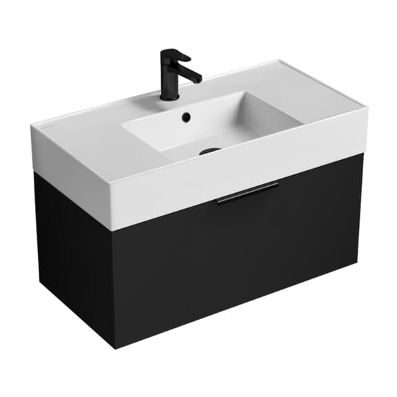 Nameeks Derin511 Derin 32" Wall Mounted Single Basin Vanity Set - Matte Black / Black