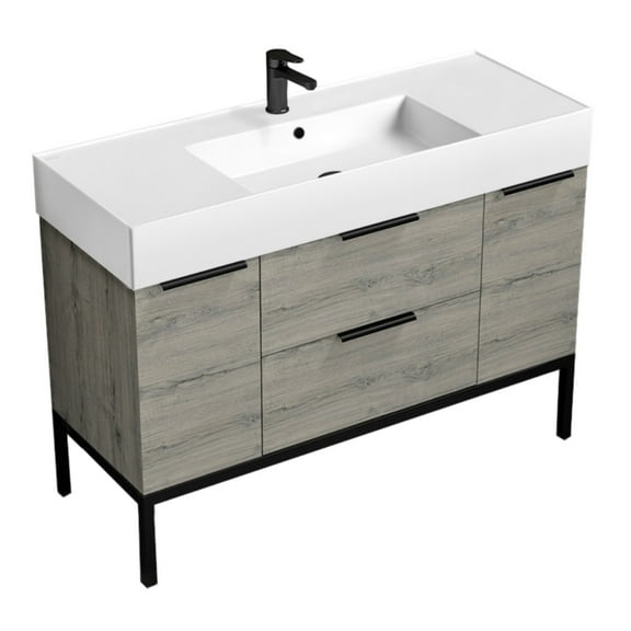 Nameeks Derin-4818-C Derin 48" Free Standing Single Basin Vanity Set - Grey Oak / Black