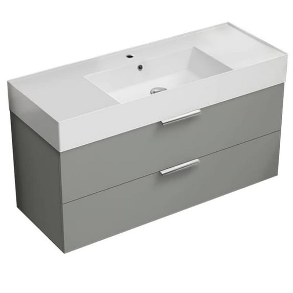 Nameeks Derin-4818-W Derin 48" Wall Mounted Single Basin Vanity Set - Grey Mist / Polished