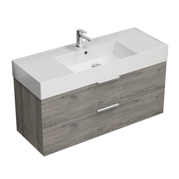 Nameeks Derin-4818-W Derin 48" Wall Mounted Single Basin Vanity Set - Grey Oak / Chrome