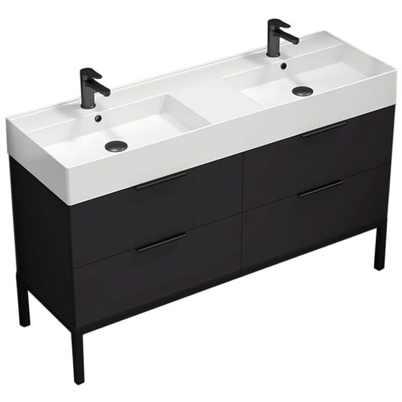 Nameeks Derin18 Derin 54" Free Standing Double Basin Vanity Set - Black