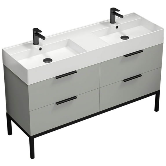 Nameeks Derin-5618-2 Derin 54" Free Standing Double Basin Vanity Set - Grey Mist