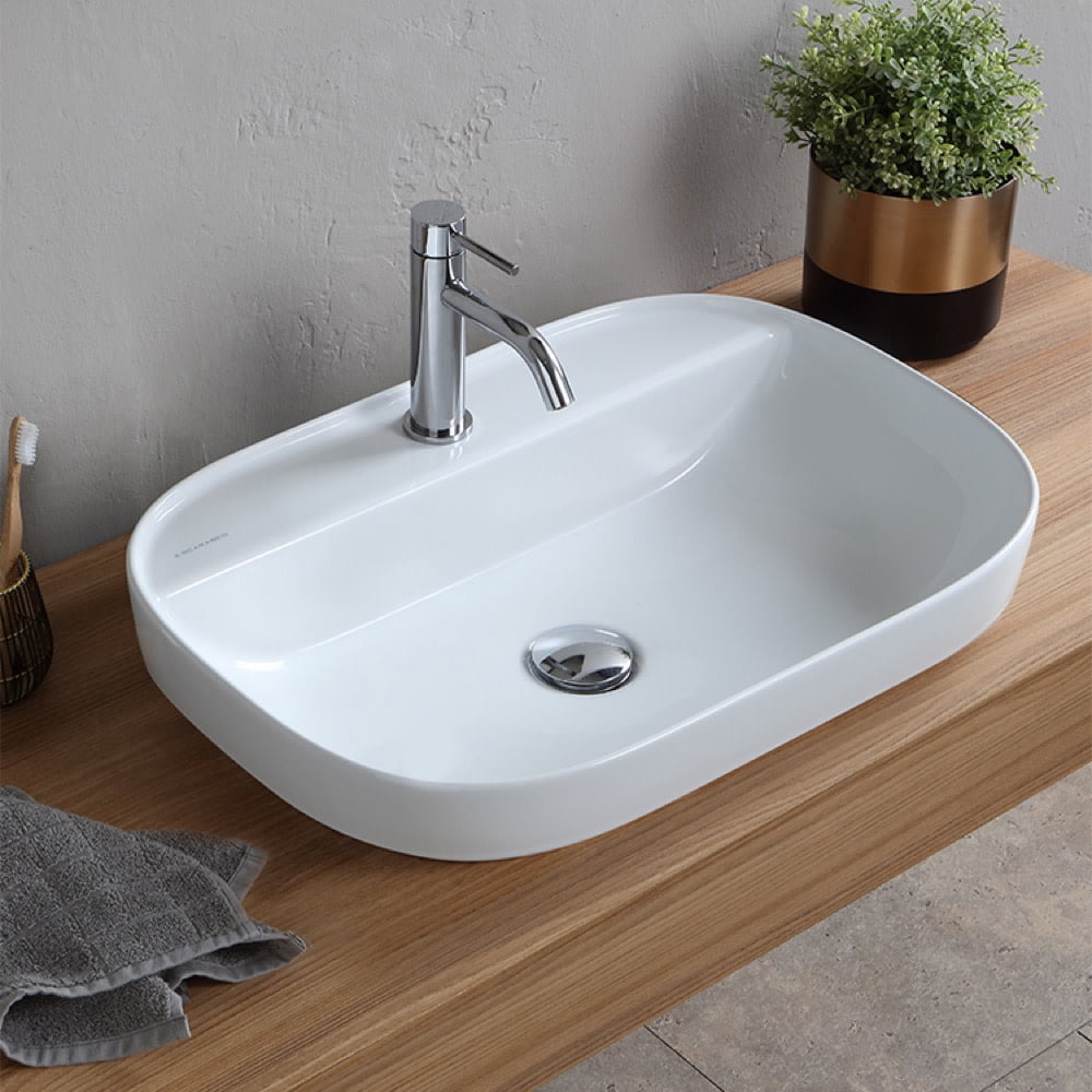 Nameeks Scarabeo 1810-One Hole Scarabeo Glam 23" Rectangular Ceramic Drop In Bathroom Sink