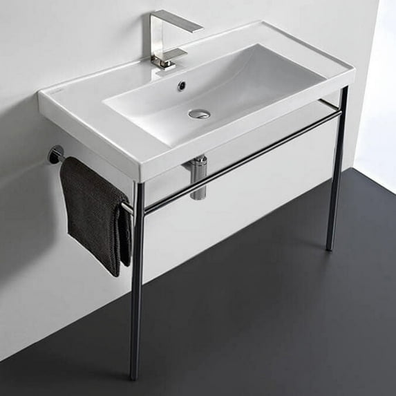 Nameeks Scarabeo 3005-Con-One Hole Ml 36-3/16" Rectangular Ceramic Console Bathroom Sink -