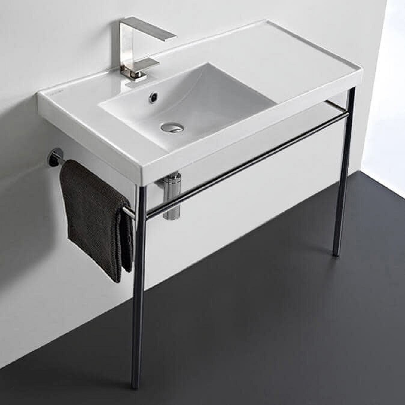 Nameeks Scarabeo 3008-CON-One Hole Ml 36-3/16" Rectangular Ceramic Console Bathroom Sink -