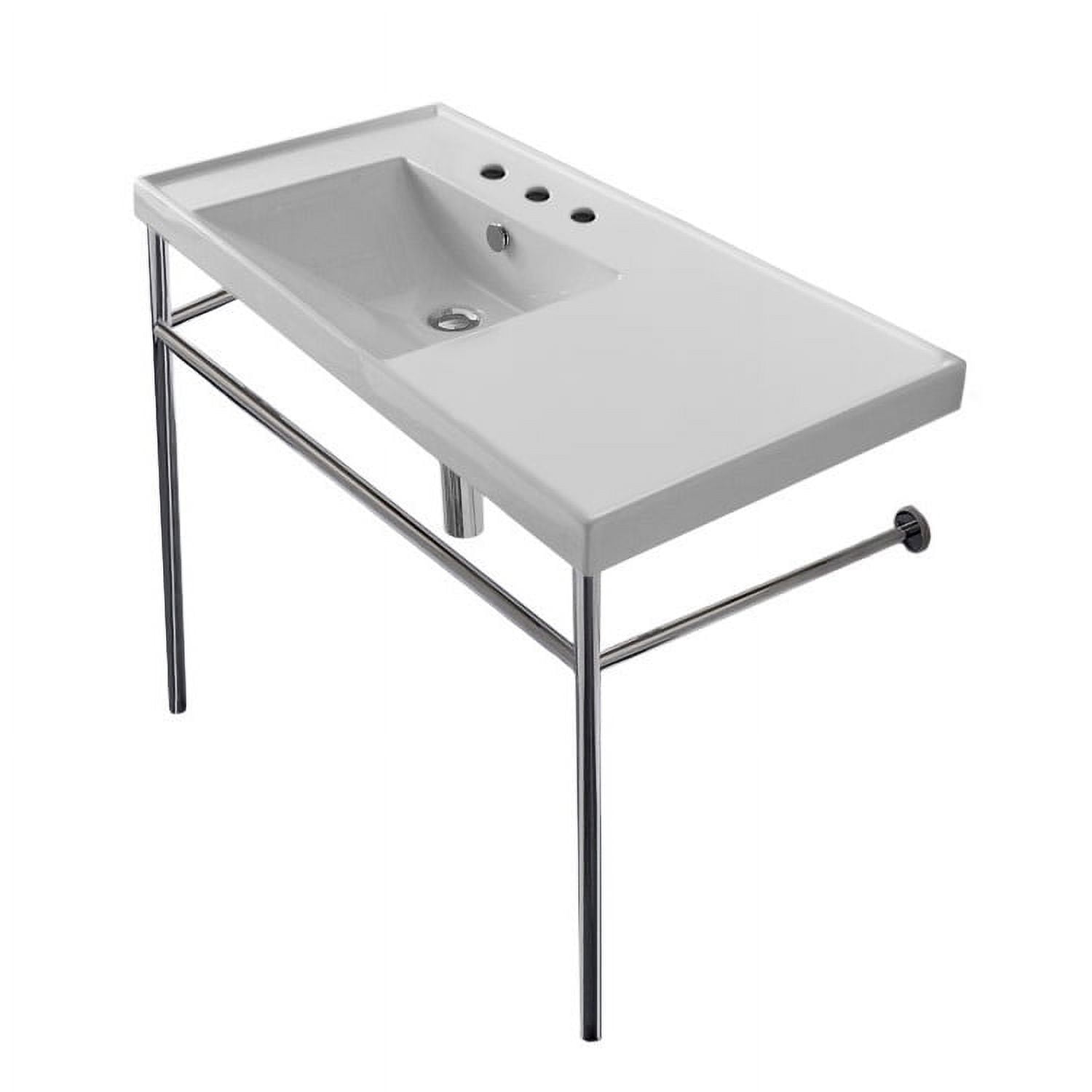Nameeks Scarabeo 3008-CON-Three Hole Ml 36-3/16" Rectangular Ceramic Console Bathroom Sink