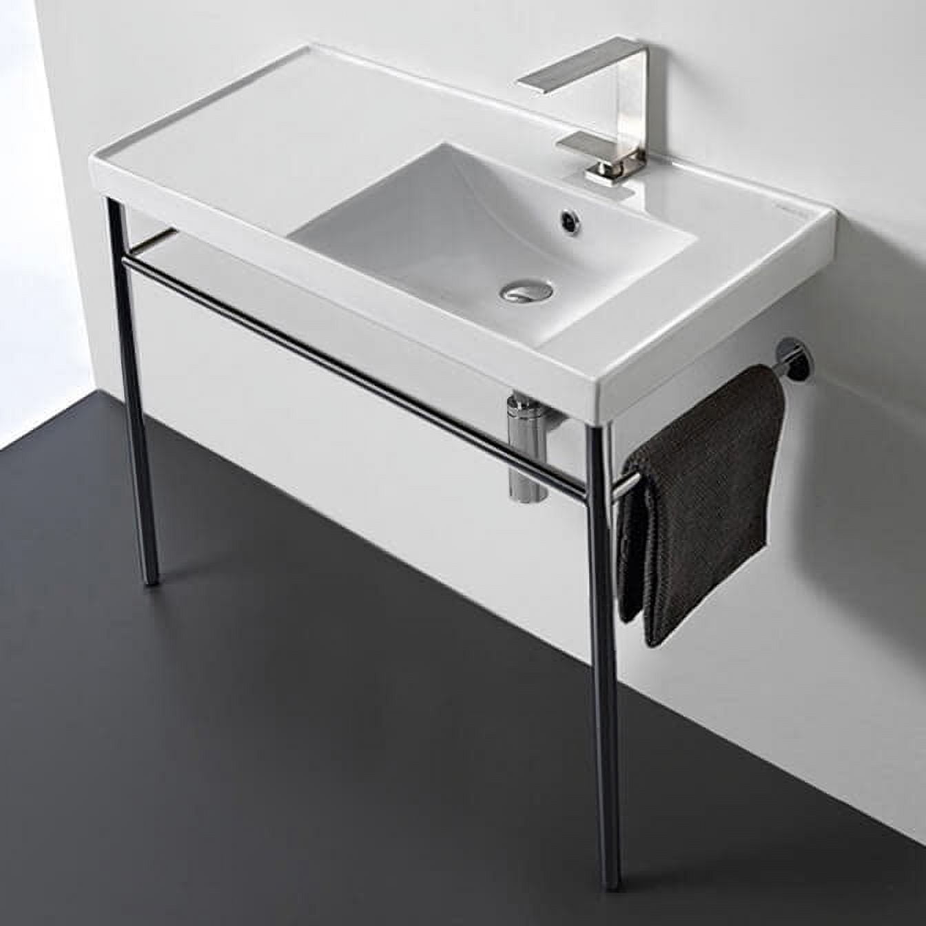 Nameeks Scarabeo 3009-CON-One Hole Ml 36-3/16" Rectangular Ceramic Console Bathroom Sink -