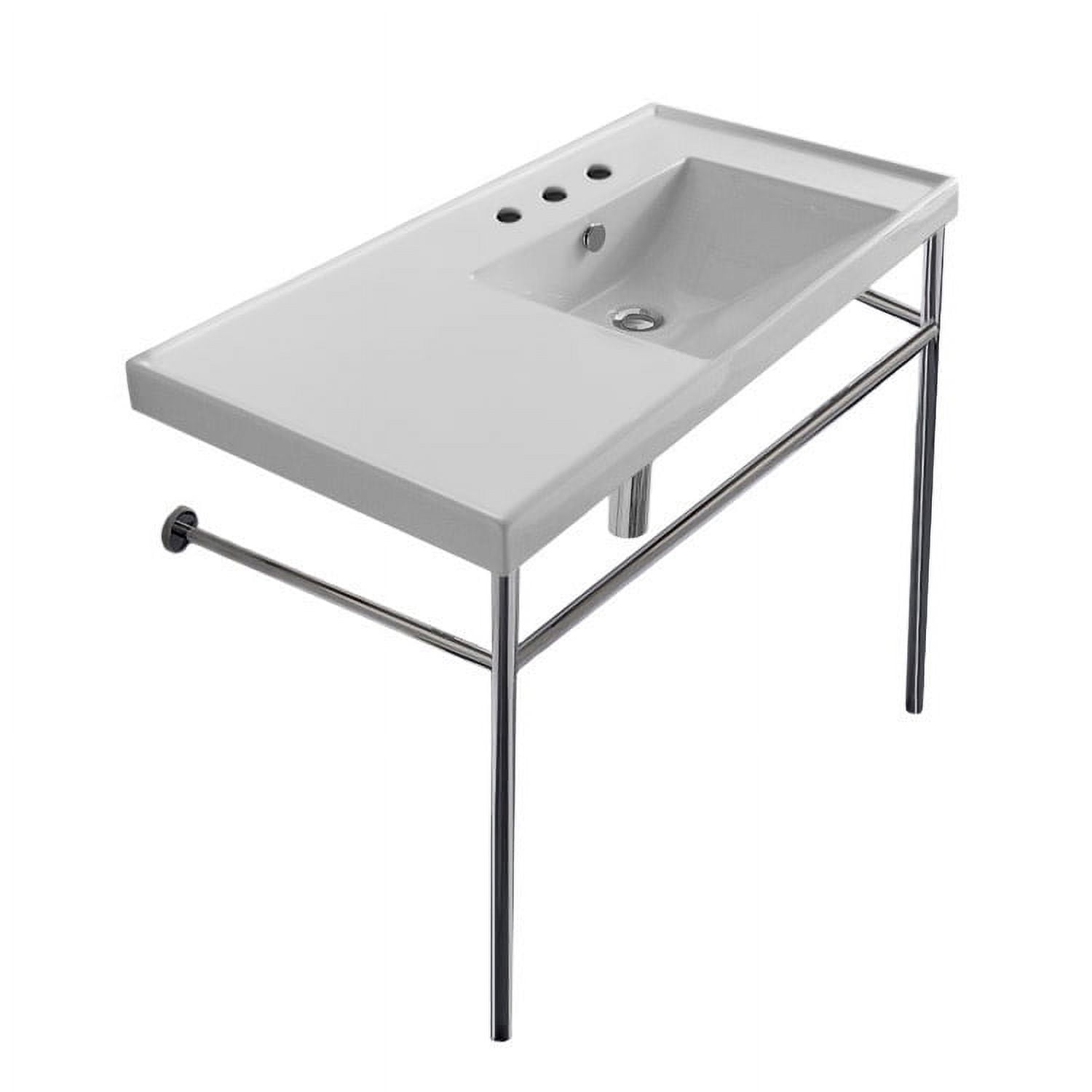 Nameeks Scarabeo 3009-CON-Three Hole Ml 36-3/16" Rectangular Ceramic Console Bathroom Sink