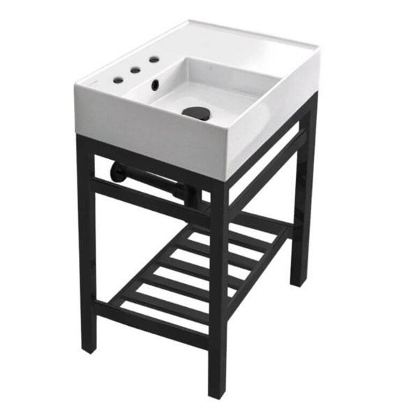 Nameeks Scarabeo 5114-CON2-BLK-Three Hole Teorema 2 23-5/8" Rectangular Ceramic Console
