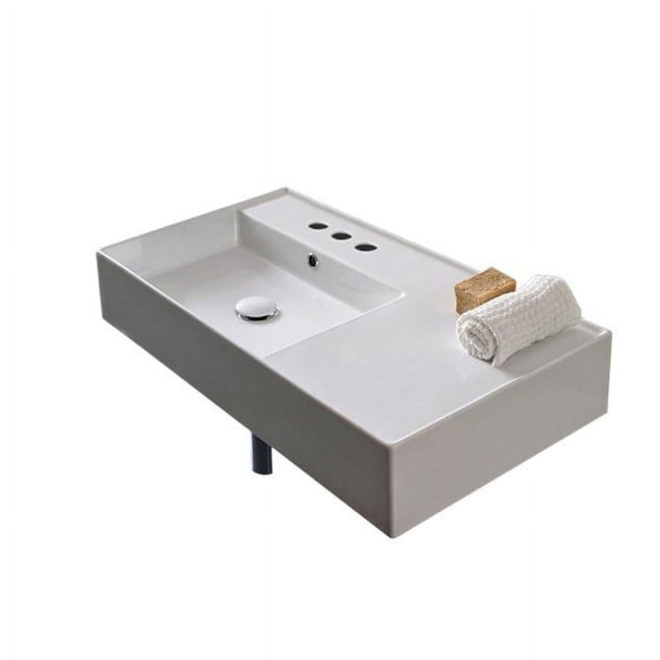 Nameeks Scarabeo 5115-Three Hole Scarabeo 32" Ceramic Wall Mounted Bathroom Sink - White