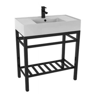Nameeks Scarabeo 5123-Con2 Teorema 2 Modern Ceramic Console Sink - White / Matte Black