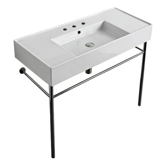 Nameeks Scarabeo 5124-CON-Three Hole Scarabeo Teorema 2.0 40" Rectangular Ceramic Console