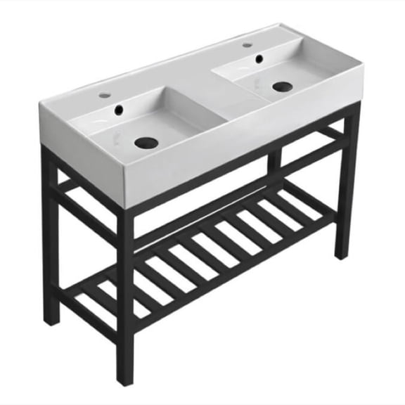 Nameeks Scarabeo 5142-CON2-BLK-Two Hole Teorema 2 39-13/16" Rectangular Ceramic Console