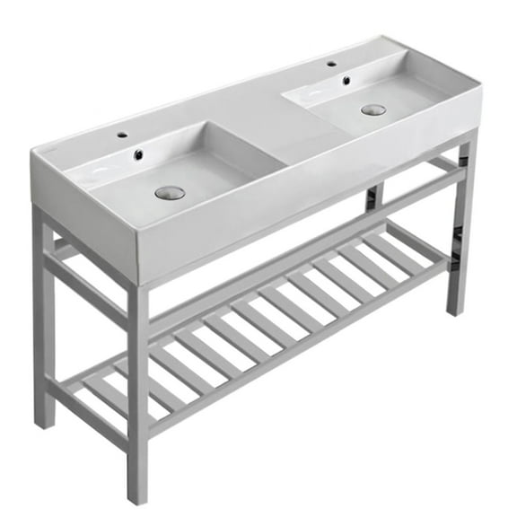 Nameeks Scarabeo 5143-Con2-Two Hole Teorema 2 47-13/16" Rectangular Ceramic Console