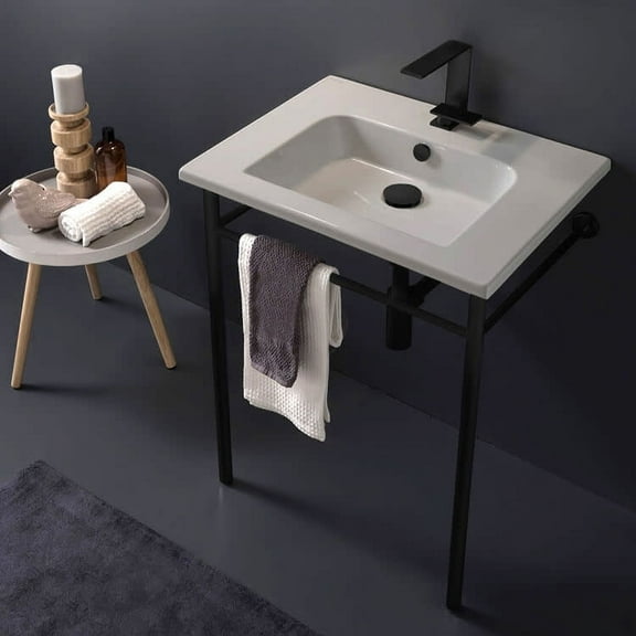 Nameeks Scarabeo 5210-Con-One Hole Etra 24-3/16" Rectangular Ceramic Console Bathroom Sink