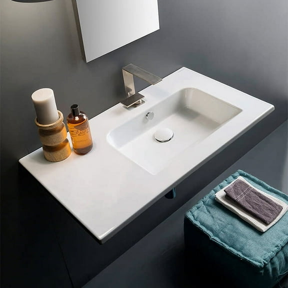 Nameeks Scarabeo 5212-One Hole Etra 32-1/2" Rectangular Ceramic Wall Mount / Drop In