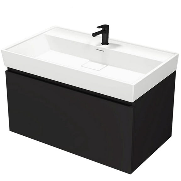 Nameeks Sharp-3219-W Sharp 32" Wall Mounted Single Basin Vanity Set - Black
