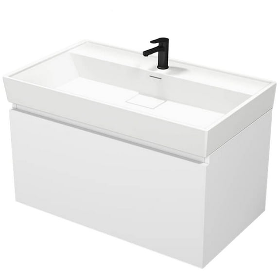 Nameeks Sharp-3219-W Sharp 32" Wall Mounted Single Basin Vanity Set - White