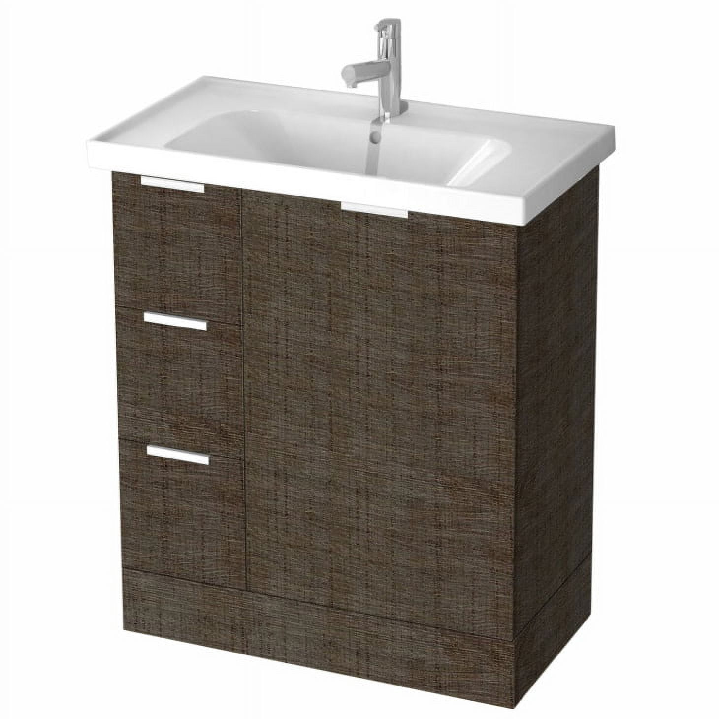 Gray Oak Freestanding Single Vanity with Ceramic Top