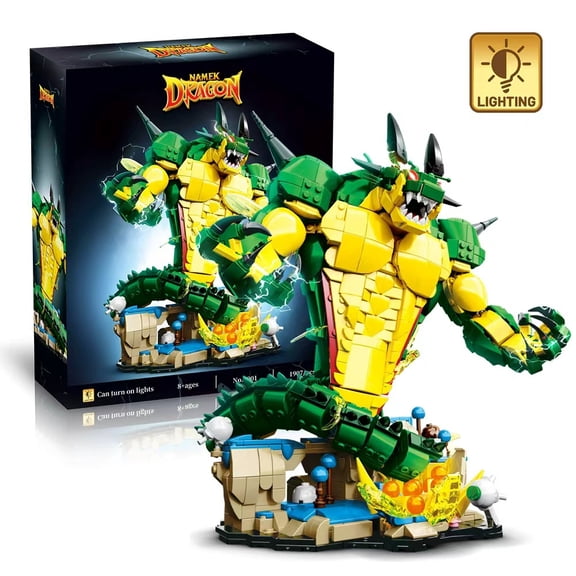 Namek Dragon Building Sets 1907PCS, Large LED Light Up Shenron Model Kit, Creative DIY Fantasy Dragon Statue for Kids and Adults