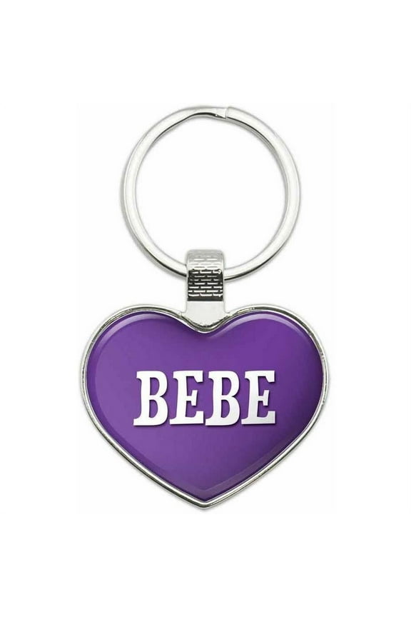 Names Female Metal Heart Keychain Key Chain Ring, Purple