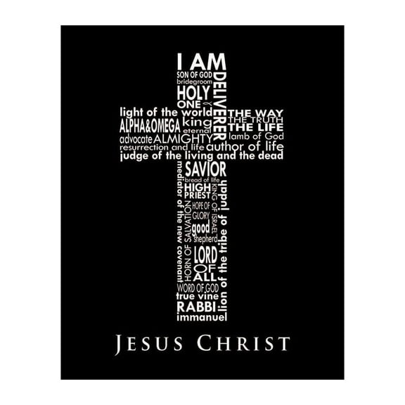 Names of Jesus - Cross Christian Wall Decor, Minimalist Decor Inspirational Wall Art, Modern Bible Inspired Print For Living Room Decor Aesthetic or Church