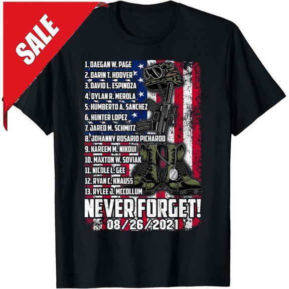 Names Of Fallen Soldiers 13 Heroes Never Forget August Military Memorial T-Shirt