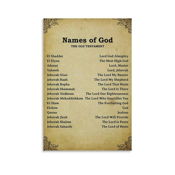 Names Of God - Christian Wall Art Decor, Inspirational Bible Verse Wall Art Print For Home Decor, Office Decor, Church Decor, Living Room & Bedroom