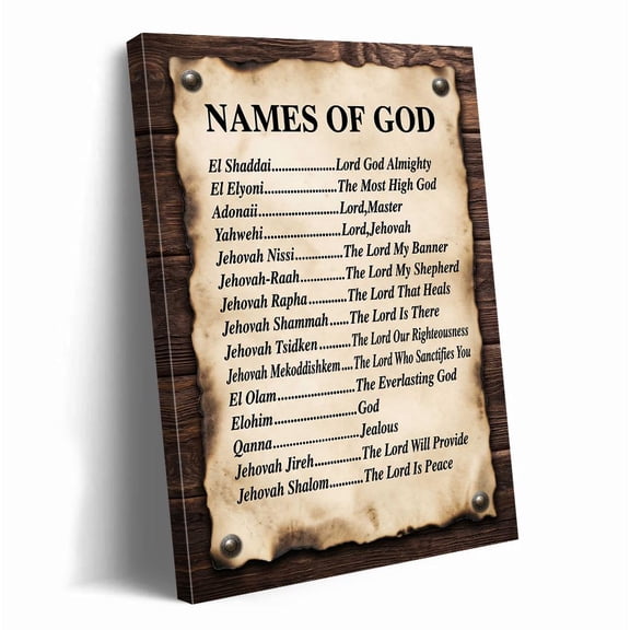 Names Of God Wall Art Christian Art Hebrew Names With Meanings Scripture Print Vintage Scroll Religious Home Office Decor Artwork