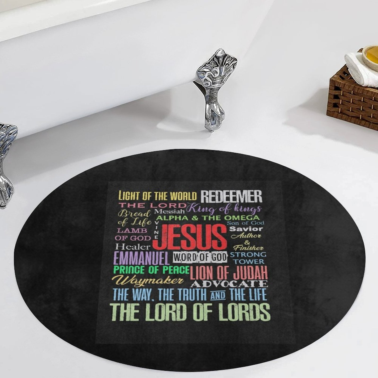 Names of God Lord Jesus Christ - Bible Verse Round Carpet Circle Rug ...