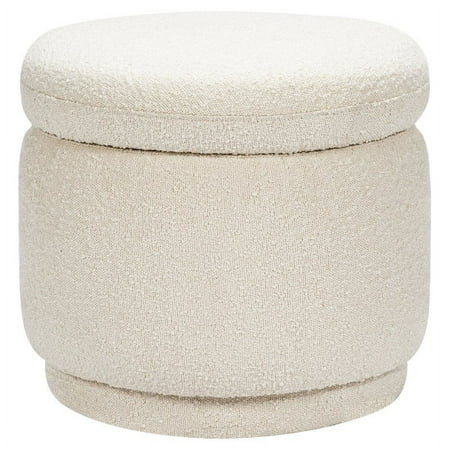 Namesake Enoki Modern Fabric Storage Ottoman in White Boucle