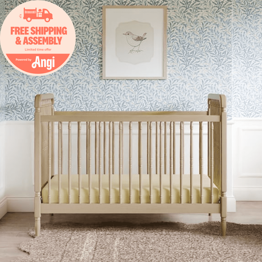 Namesake Liberty 3-in-1 Convertible Spindle Crib with Toddler Bed Conversion Kit