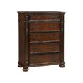 thumbnail image 1 of Nami 50 in. Tall Dresser Chest - 5 Drawers - Carved Cherry Solid Wood - Brown & Bronze, 1 of 1