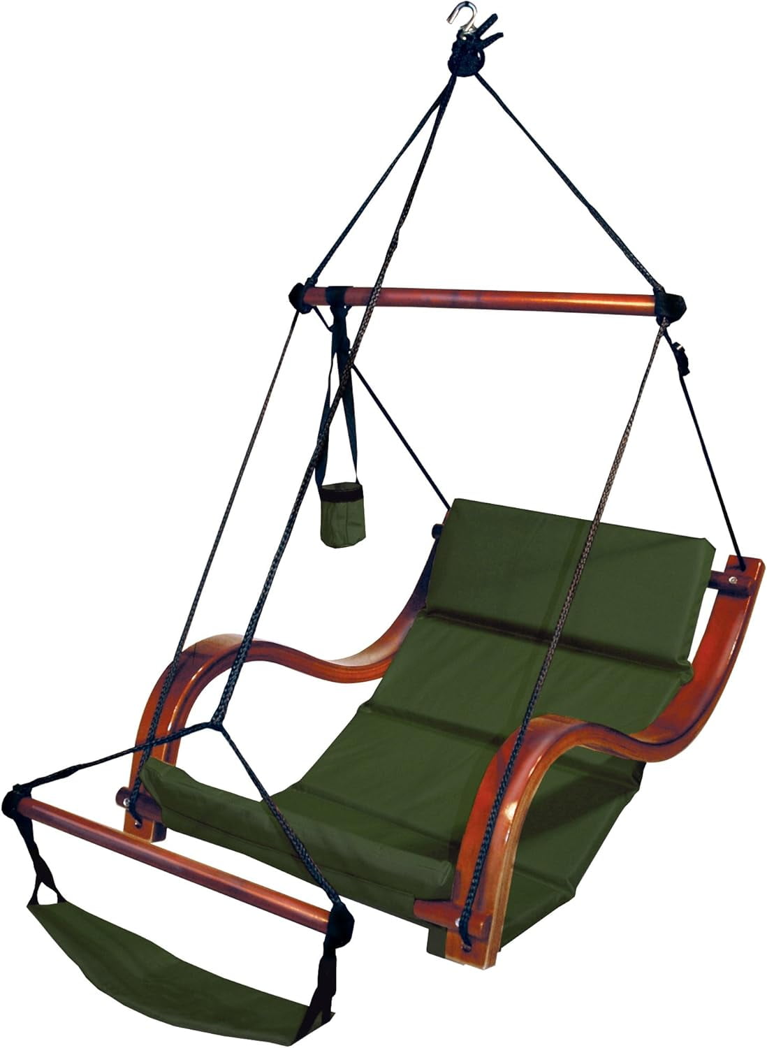 Hunter Green Hardwood and Polyester Hanging Lounge Chair
