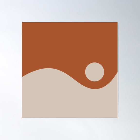 Nami Minimalist Wave Abstract In Rust Clay And Putty Poster Wall Art, Modern Wall Decor For Living Room Bedroom, 16x16 UNFRAMED