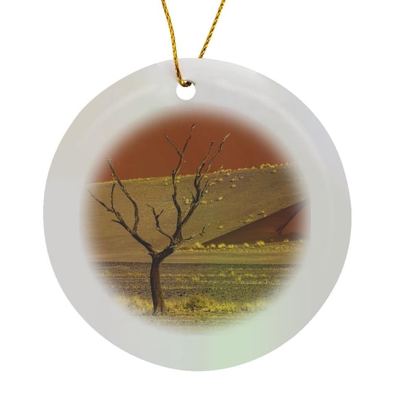 3drose, Namib Dunes Landscape, Circle Porcelain Ornament