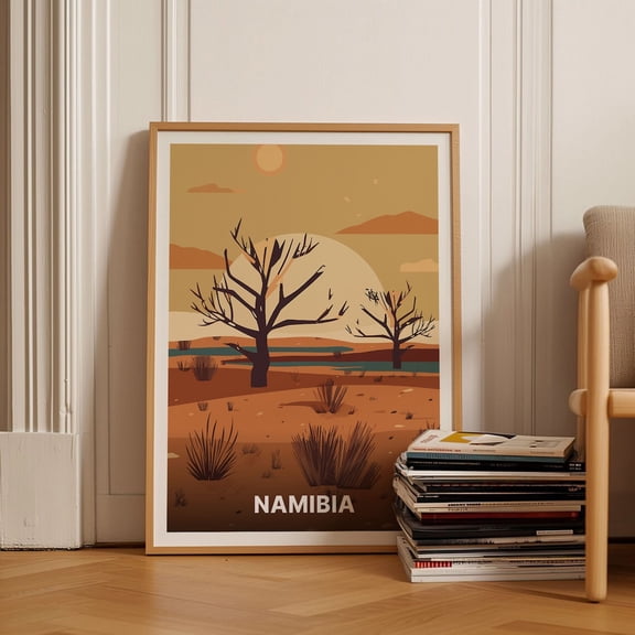 Namibia Desert Landscape Adventure Travel Wall Art, Stretched Canvas 12x16in