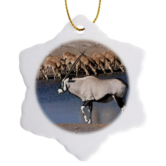 3drose, Namibia, Etosha Np, Chudop, Oryx, Black-faced Impala -af42 Bja0064 - Janyes Gallery, 3 inch Snowflake Porcelain Ornament