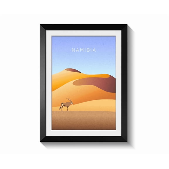 Namibia Minimal Travel Poster Africa Sand Dunes National Park Print Safari Namib Desert Oryx Wildlife Artwork African Print Wall Art