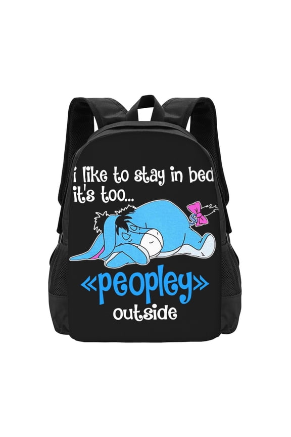 Namilady Too Peopley Outside Eeyore Backpack Fashion Travel Backpack Laptop Backpack 16 Inch Simple And Large Capacity